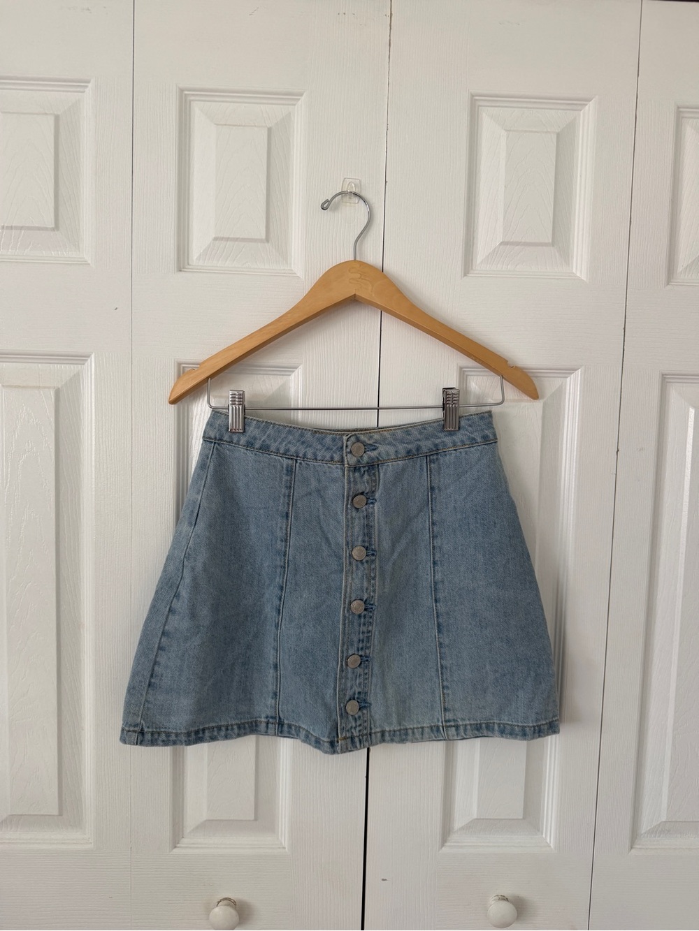 Pacsun Women’s Light Wash Denim Button Up Panel Skirt